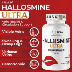 HALLOSMINE ULTRA Diosmin Hesperidin 650mg, Varicose Veins, Hemorrhoids, 60 caps
