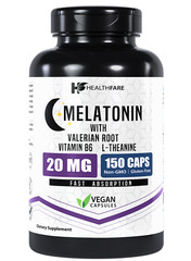 Healthfare Melatonin 20mg 150 Tabs With L-Theanine, Valerian Root & Vitamin B6