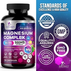 Magnesium Complex Supplement 500 mg – 5 in 1 High Absorption Chelated Magnesium