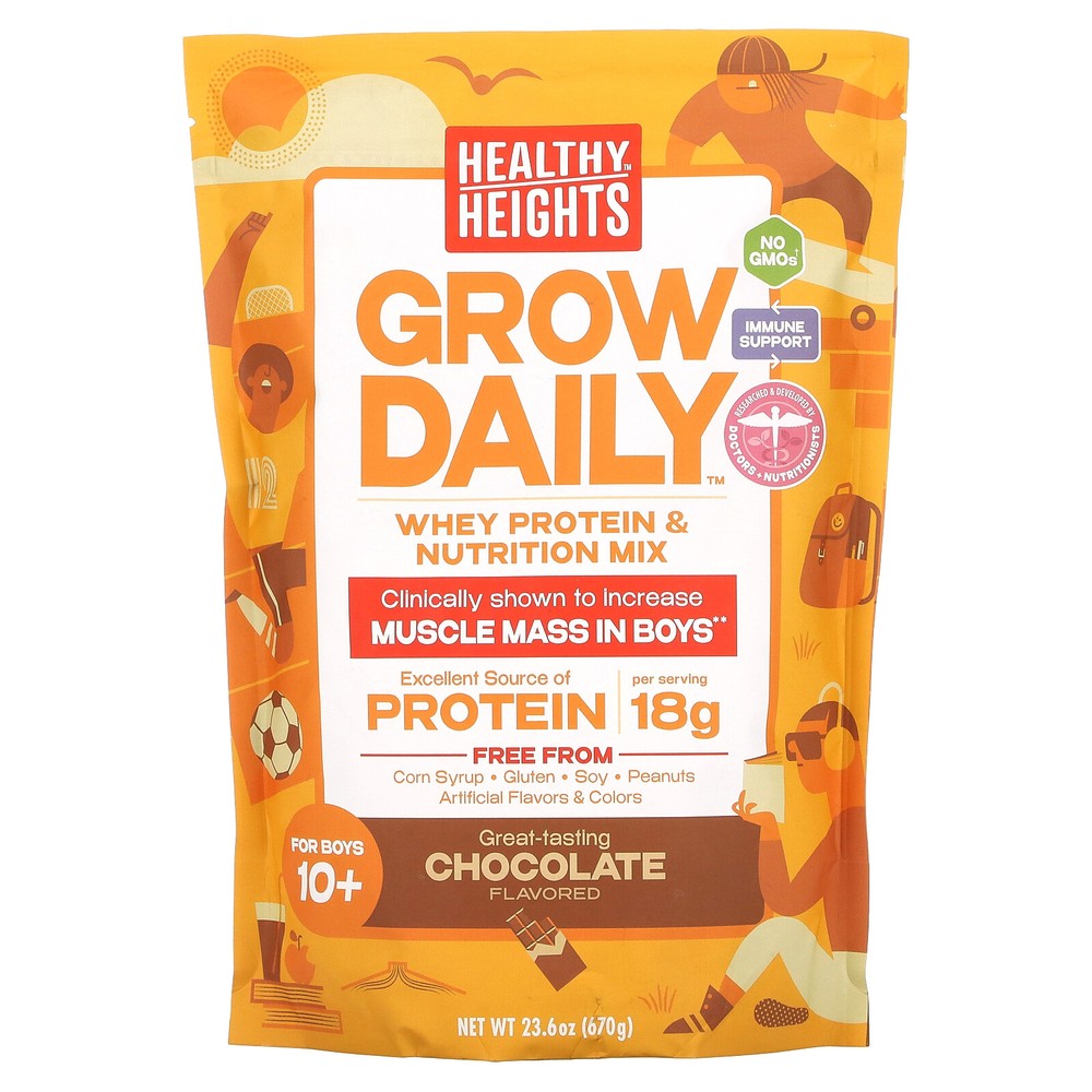 Grow Daily, Whey Protein & Nutrition Mix, For Boys 10+, Chocolate, 23.6 oz (670