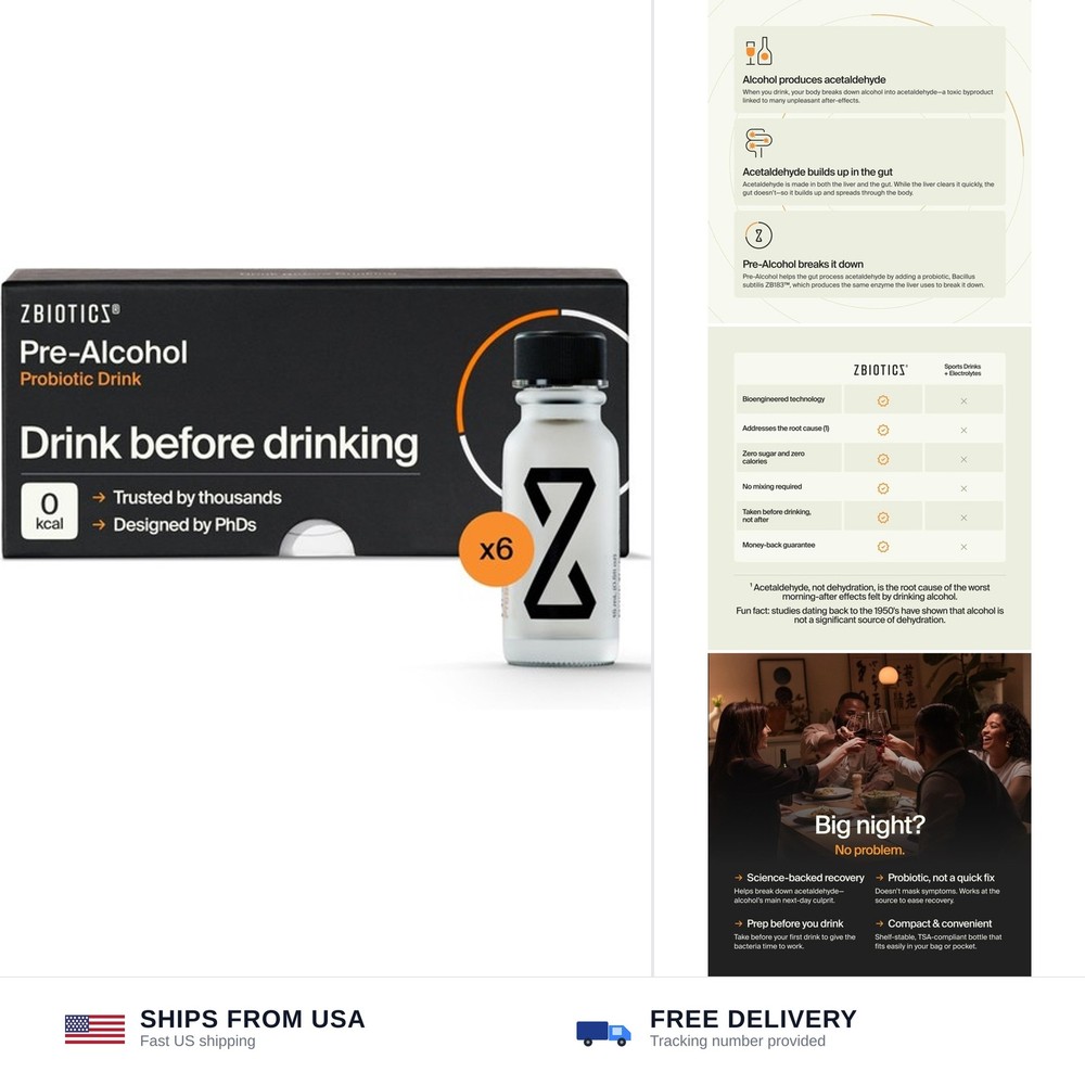 ZBiotics — Feel Better After Drinking, Wake Up Refreshed, Science-Backed, Pat…