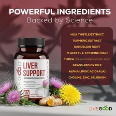 LIVEGOOD Liver Support Supplement for Liver Cleanse Detox, Milk Thistle and D…