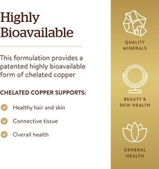 Solgar Chelated Copper, 100 Tablets Essential for Collagen Formation