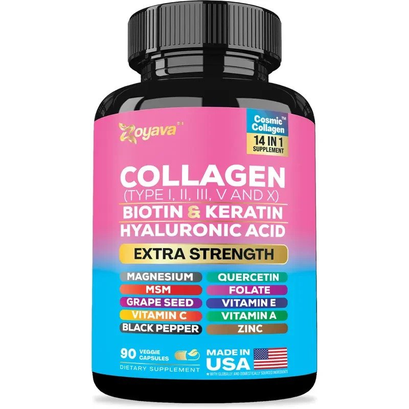 Zoyava Multi Collagen Capsules Type I II III V X Biotin Keratin Hair Skin Nail