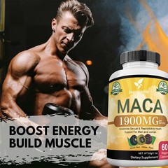 1XMaca Root Capsules 1900mg, Black Yellow Red Maca Extract with Ashwagandha
