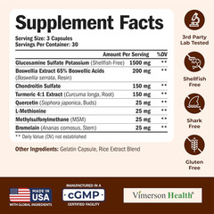 Glucosamine Chondroitin – MSM Joint Support Supplement for Women and Men with Gl