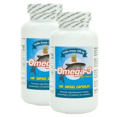 Omega 3 Capsulas de Alta Potencia. Set de 2 frascos con 100 capsulas c/u.