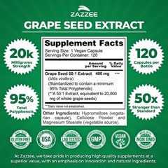 High Strength Grape Seed 50:1 Extract, 120 Vegan Capsules, 95% Polyphenols