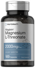 Magnesium L-Threonate | 2000mg | 100 Capsules | Magtein | Non-GMO | by Horbaach