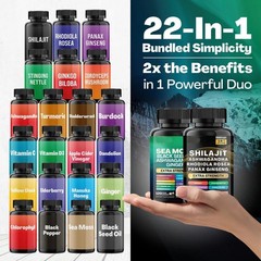 2 Pack 60Caps Sea Moss & Shilajit – 19445mg 15250mg Ashwagandha & Panax Ginseng
