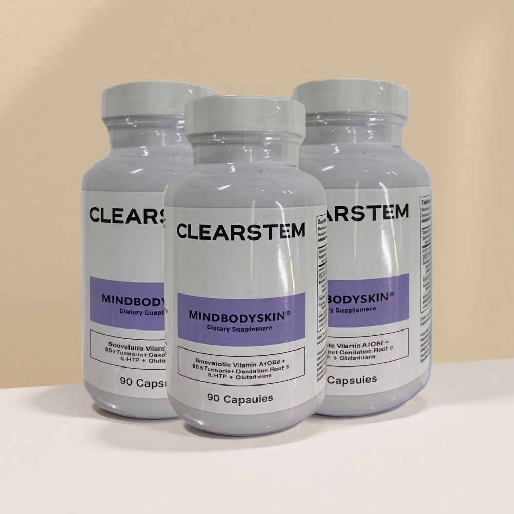 CLEARSTEM MINDBODYSKIN 3 Pack Acne Skin Hair Health Supplement 270 Capsules