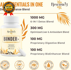 Detox Binder Supplement Activated Charcoal Zeolite Bentonite Clay Milk Thistle