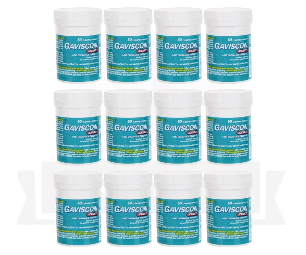 Gavi-scon Advance Chewable Mint Tablet (60ct)-PACK OF 12