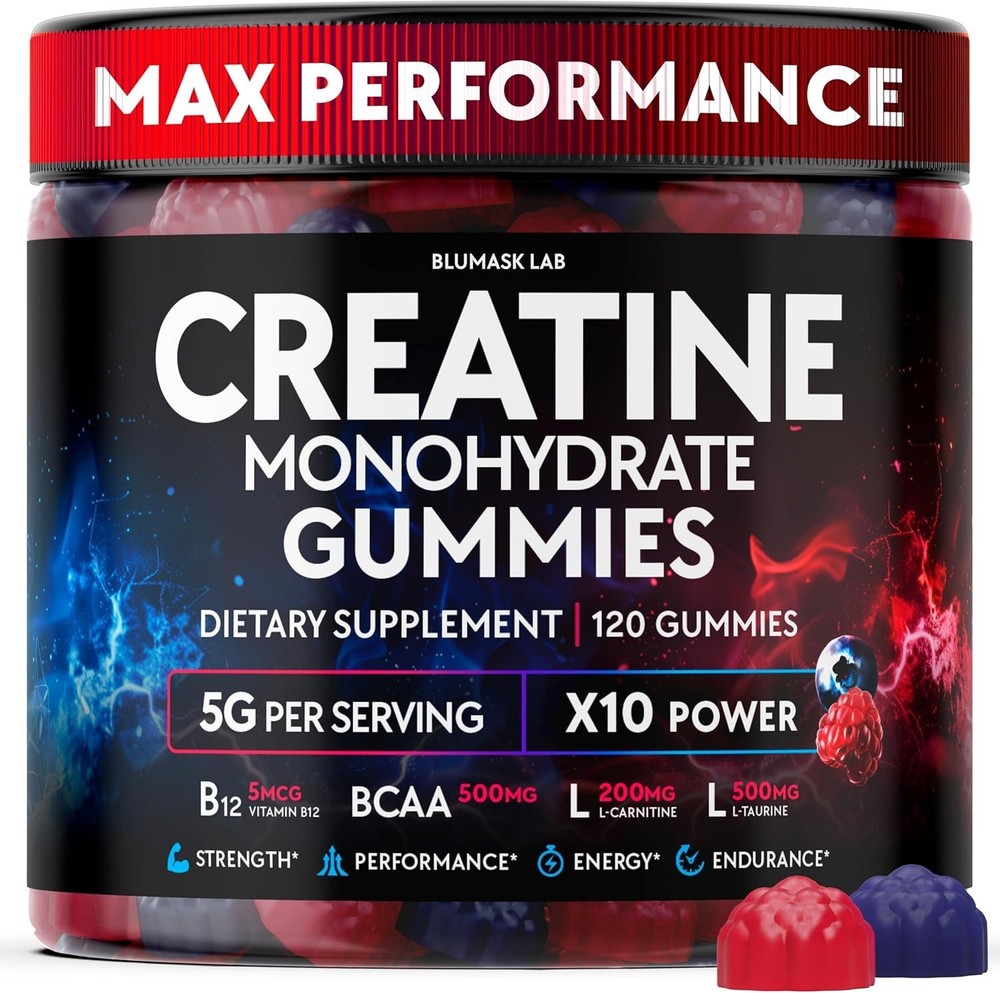 Blumask Creatine Monohydrate Gummies for Men Women 120 Gummies New Sealed 4/2027