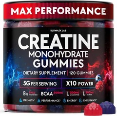 Blumask Creatine Monohydrate Gummies for Men Women 120 Gummies New Sealed 4/2027