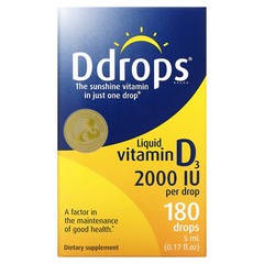 Ddrops Liquid Vitamin D3 2000 IU 0 17 fl oz 5 ml Preservative-Free, Wheat-Free,
