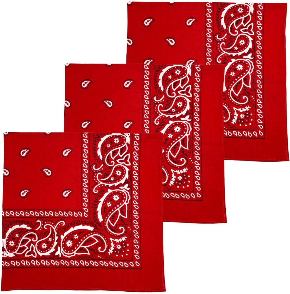 3 Pack Extra Large Bandanas 27” x 27” 100% Cotton for Men & Women Paisley Handke