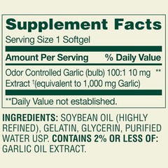 Spring Valley Odor-Controlled Garlic Softgels Dietary Supplement, 1,000 Mg, 120