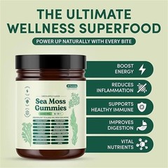 16 in 1 Sea Organic Moss Gummy | Irishmoss Extract 6000Mg | Green Apple Flavor.