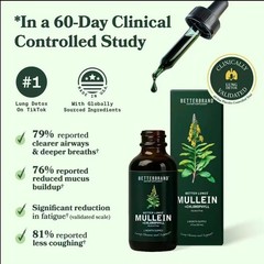 NEW Mullein Leaf & Chlorophyll Drops for Lung Detox & Mucus Cleanse – 30Servings