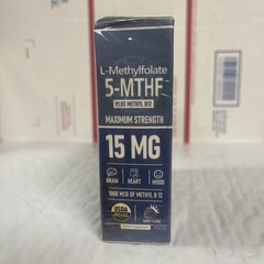 Nuerodrops L-Methylfolate 5-MTHF Plus Methyl B12 15 MG Active Formula Exp:8/27