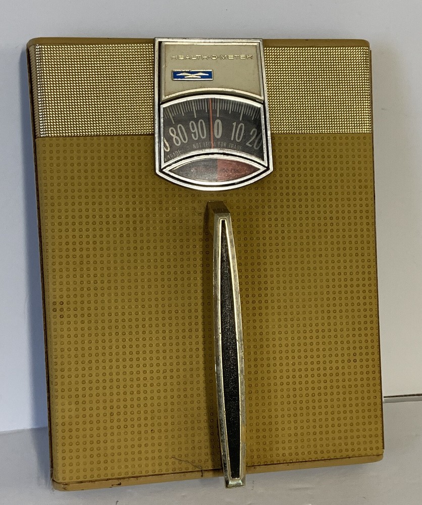 Vintage MCM Health-O-Meter Scale Atomic Glass Retro Gold Mustard