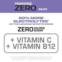 POWERADE Electrolyte Enhanced Zero Sugar Grape Sports Drink, 20 Ounce (Pack of 8
