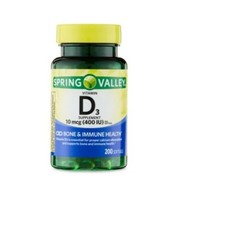 Spring Valley Vitamin D3 Supplement 10 mcg (400 IU) 200 Softgels