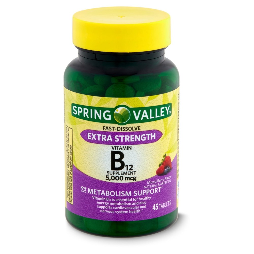 Spring Valley B12 Extra Strength Fast Dissolve Tablets – Mixed Berry, 5000mcg, 4