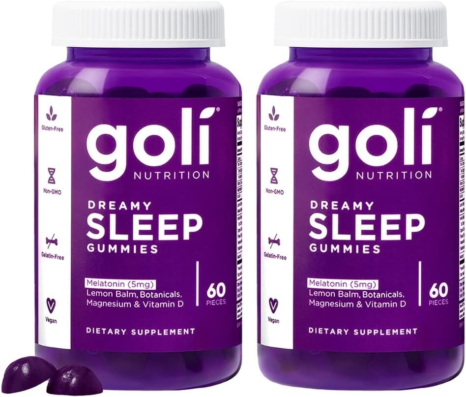 Goli Dreamy Sleep Gummy – 60 Count (Pack of 2) – Melatonin, Vitamin D, Magnesium