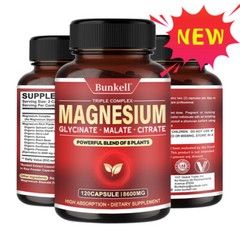 Magnesium Complex 600mg,30/60/120Capsules-Gluten Free and Non-GMO Strong Muscles