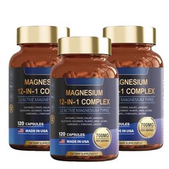 1-3 PACK Magnesium Complex 700mg 12 in Magnesium 1 Supplement with 120 counts