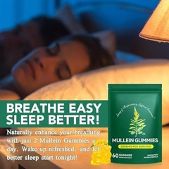 60 Count Mullein Gummies for Lung Cleanse, 2000mg Organic Mullein Leaf Extract f
