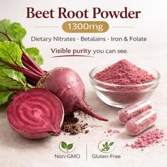 Organic Beet Root 1300mg Per Serving with Beet Root, Vitamin C & Black Pepper