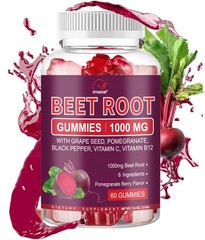 Organic Beet Root 60 Gummies Capsules for Circulation & Natural Energy Boost