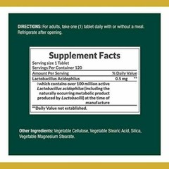 Acidophilus Probiotic Nature’s Bounty Supplement Digestive Health 120 tablets
