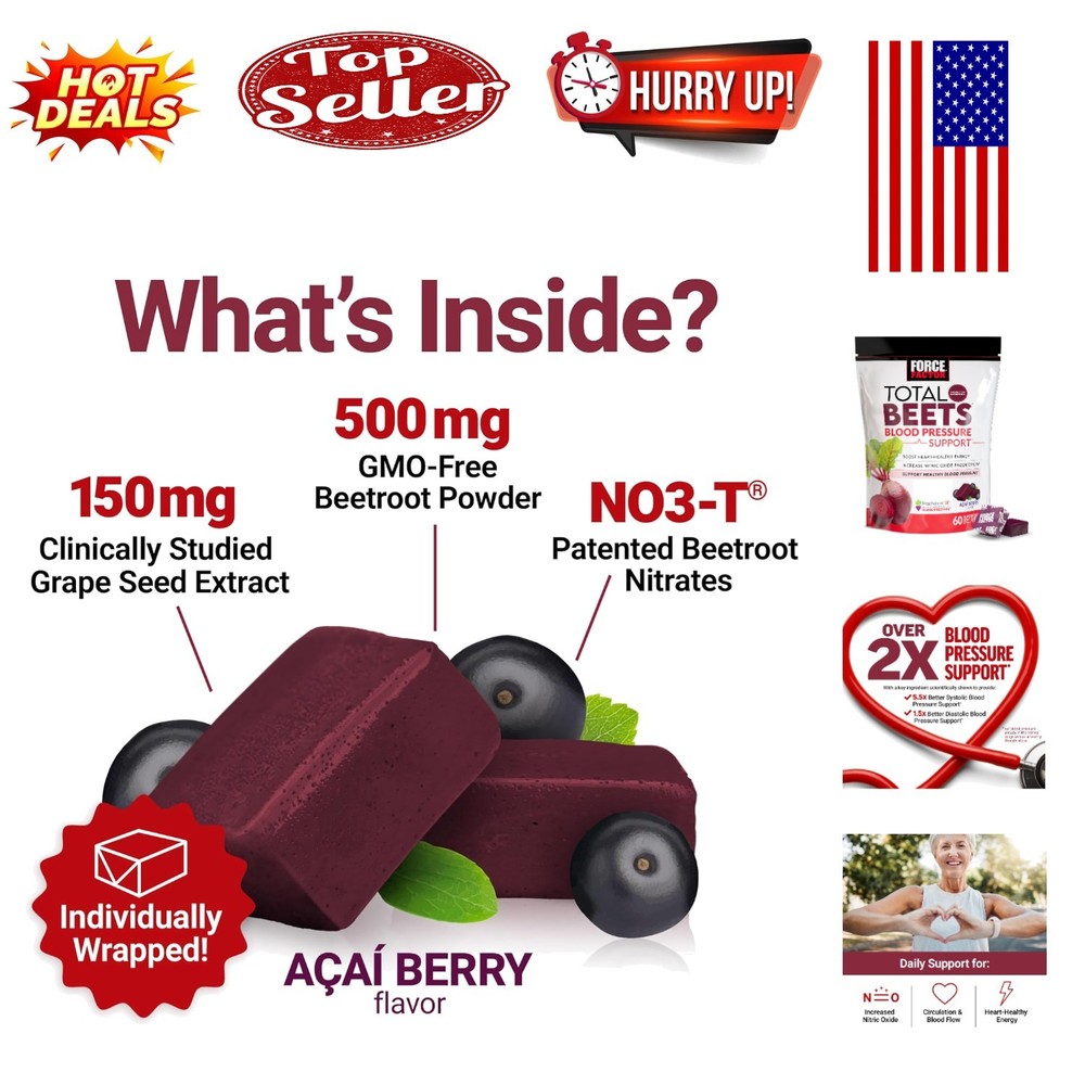 Total Beets Blood Pressure Support Chewables – Heart-Healthy Energy & Circula…