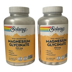 2x Solaray Magnesium Glycinate 350mg 120 VegCaps Exp 08/2029 & 10/2029