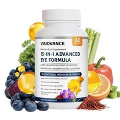 VisioVance 15in1 Eye Serum W/ 3 Carotenoids Supports Vision Skin Health 60 Count