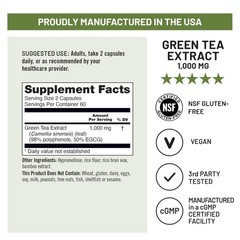 Green Tea Extract Capsules 1000 mg – 50% EGCG & 98% Polyphenols – Extra Stren…