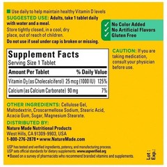 Nature Made Vitamin D3 1000 IU 25 Mcg Tablets Dietary Supplement 210 Count