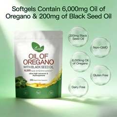 Powerful Synergy:Oregano Oil 6200mg with Black Seed Oil.Immune Boosting Capsules