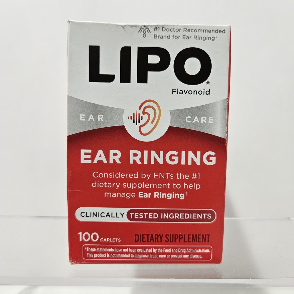 Lipo Ear Ringing 100 Caplets by Flavonoid 1,000 mg Ear Care Exp 11/28 Fast Shipp