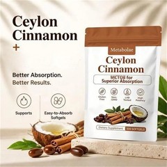 Metabolae Ceylon Cinnamon Extract Capsules with MCT Oil, 300 Softgels