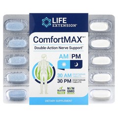 2 X Life Extension, ComfortMAX, Double-Action Nerve Support, For AM & PM, 60 Ve