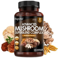Mushroom Super Blend Complex 120pcs,Enhances Memory & Concentration,Brain Health