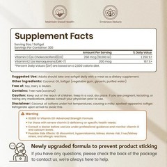 VEV Vitamin D3 Virgin 10000 300 K2 Coconut Oil Softgels, 2 In 1 Vitamins Supplem