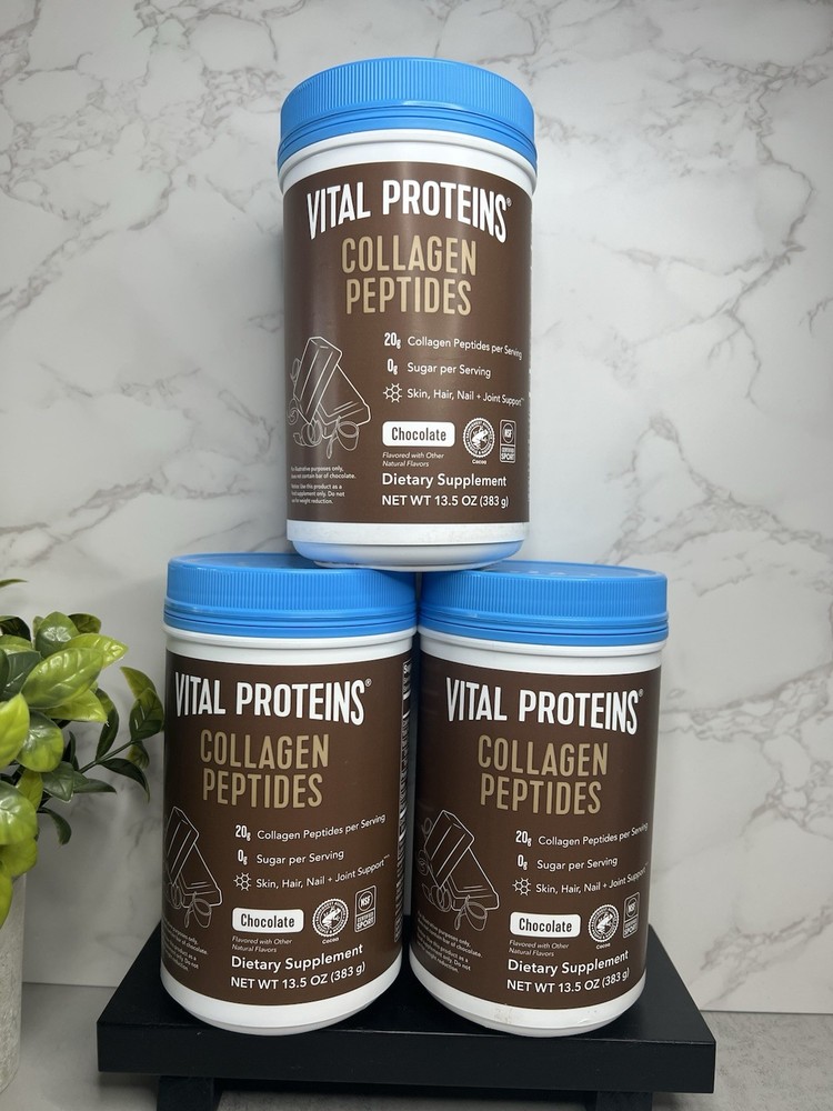 Vital Proteins Collagen Peptides Chocolate Powder 13.5 oz (3 Pack) Exp 05/2027