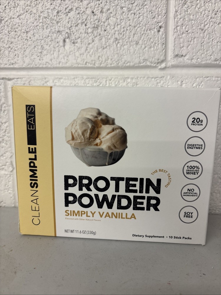 Clean Simple Eats Protein Powder, Simply Vanilla 10 Packets Best By: 04/2027