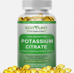 Potassium Supplement Softgels, High Absorption Potassium Citrate 1000Mg for Musc